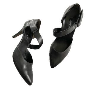 Paul Green Desire Black Leather Strappy Pumps Women’s US 8 Pointy Toe D’orsay